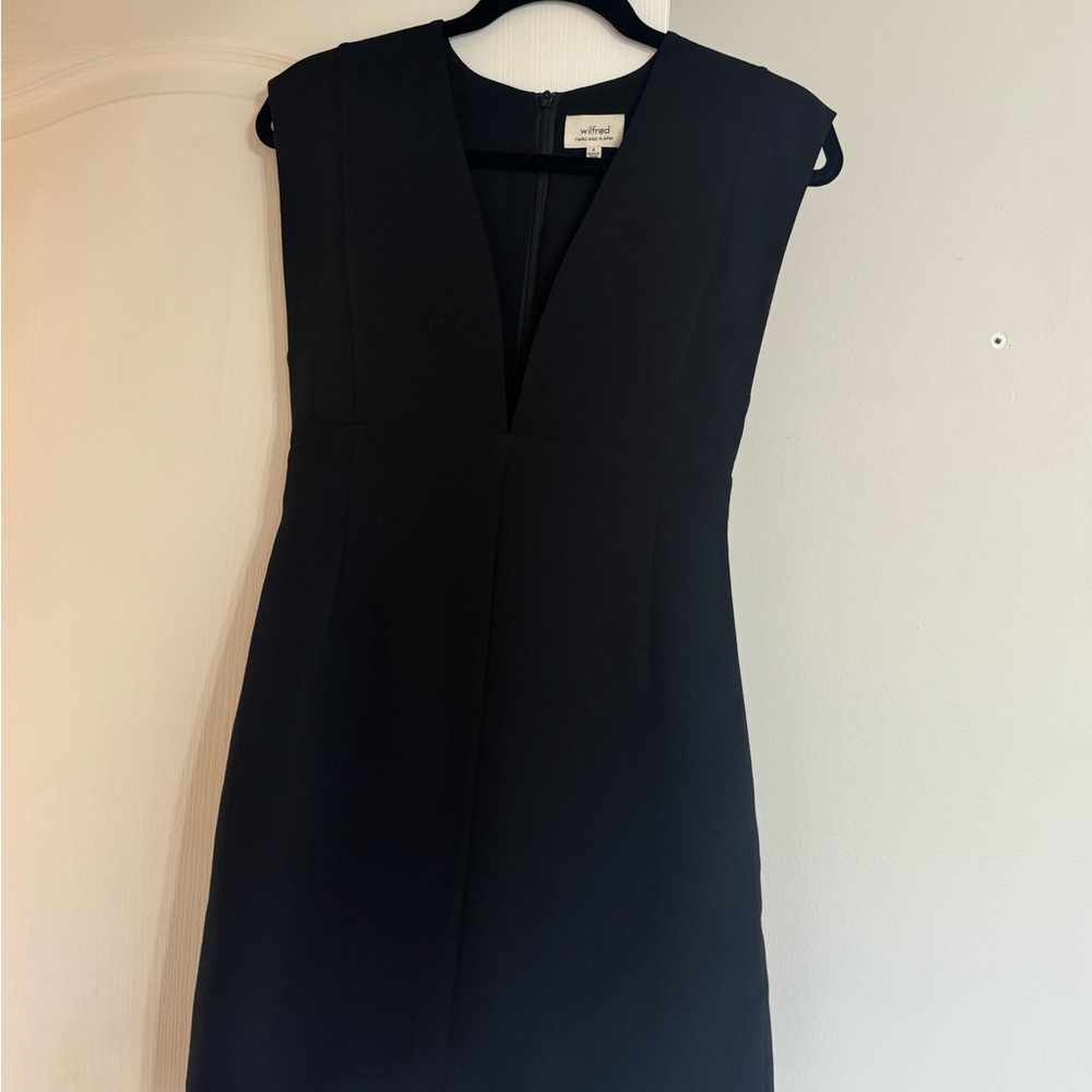 Wilfred Classic Black V-Neck Mini Dress